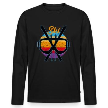 Ski Mask Mountains Winter Skiing - Men's Premium Organic Long Sleeve Shirt - black - Front - Nico (187cm)
