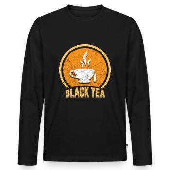 Black tea - Men's Premium Organic Long Sleeve Shirt - black - Front - Nico (187cm)