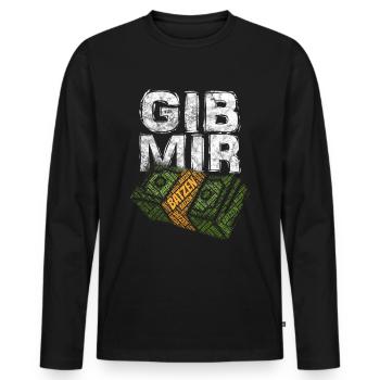 Geldbündel - Männer Premium Bio Langarmshirt - Schwarz - Vorne - Nico (187cm)