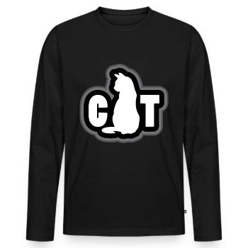 Weiße Katze Geschenkidee - Männer Premium Bio Langarmshirt - Schwarz - Vorne - Nico (187cm)