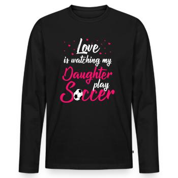 Balles d'amour football - T-shirt manches longues Premium bio Homme - noir - Devant - Nico (187cm)