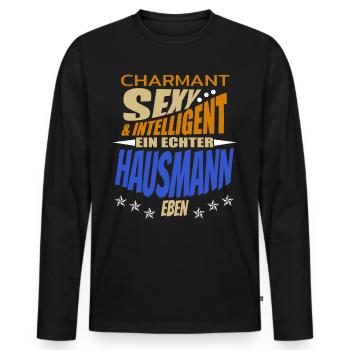 Hausmann lustiger Spruch - Männer Premium Bio Langarmshirt - Schwarz - Vorne - Nico (187cm)