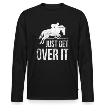 Équitation saut d'obstacles - T-shirt manches longues Premium bio Homme - noir - Devant - Nico (187cm)