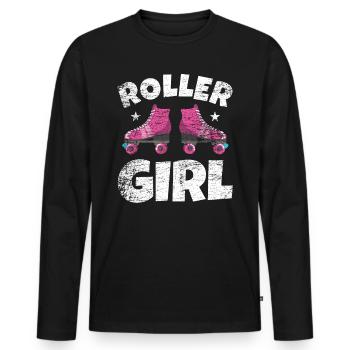 Fille de roller skate - T-shirt manches longues Premium bio Homme - noir - Devant - Nico (187cm)