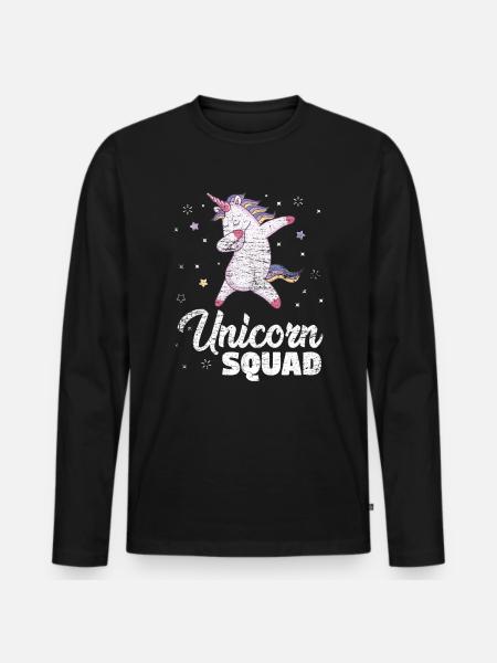 Dabbing Einhorn - Männer Premium Bio Langarmshirt - Schwarz