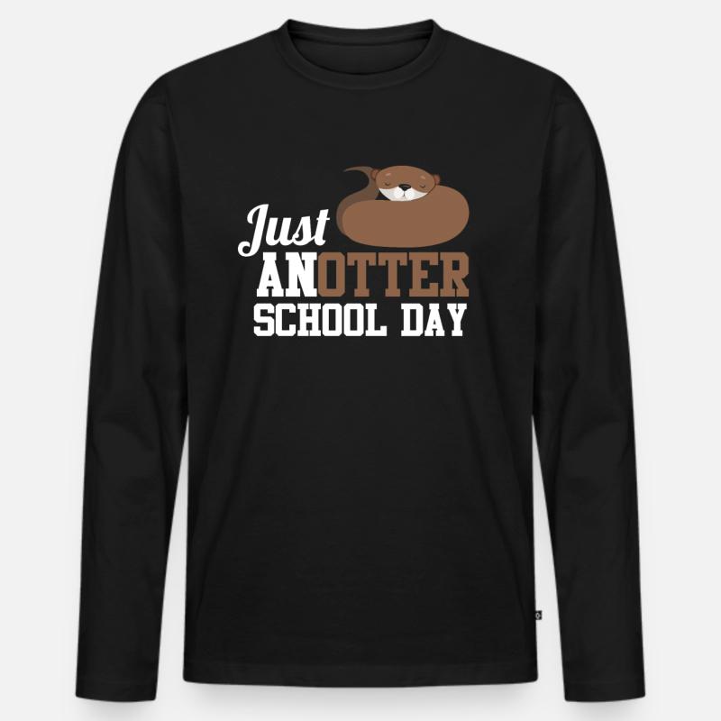 Otter Schule - Männer Premium Bio Langarmshirt - Schwarz