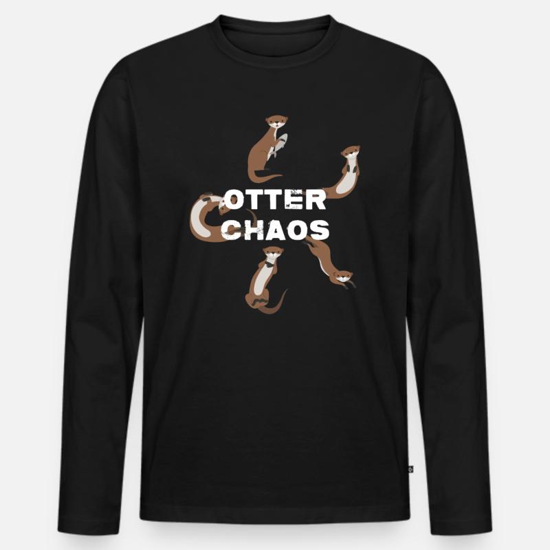 Otter Chaos - Männer Premium Bio Langarmshirt - Schwarz