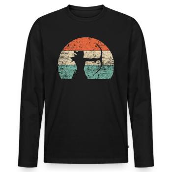Tir à l’arc - T-shirt manches longues Premium bio Homme - noir - Devant - Nico (187cm)
