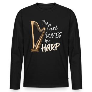 Harpiste Harpe Harpe - T-shirt manches longues Premium bio Homme - noir - Devant - Nico (187cm)