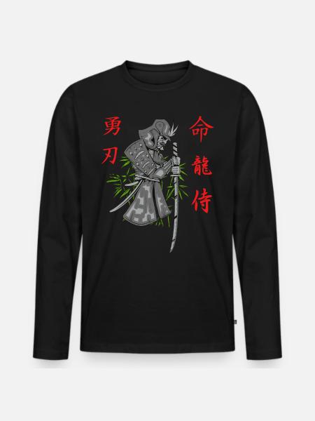 Samurai Krieger Japan - Männer Premium Bio Langarmshirt - Schwarz