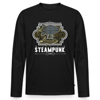 Steampunk Zepellin - Men's Premium Organic Long Sleeve Shirt - black - Front - Nico (187cm)