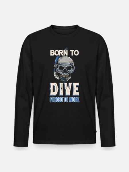 Diver say scuba mask skull - Men's Premium Organic Long Sleeve Shirt - black