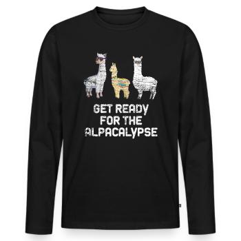 Alpaka - Männer Premium Bio Langarmshirt - Schwarz - Vorne - Nico (187cm)