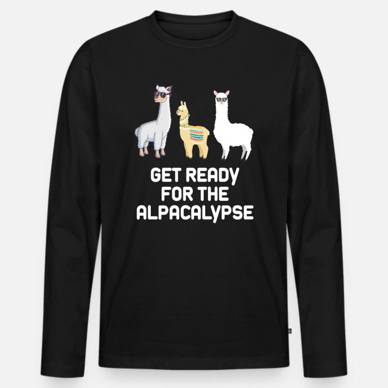 Alpaka Tierliebe - Männer Premium Bio Langarmshirt - Schwarz