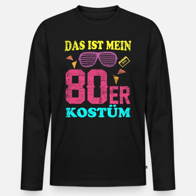 80er Jahre - Männer Premium Bio Langarmshirt - Schwarz