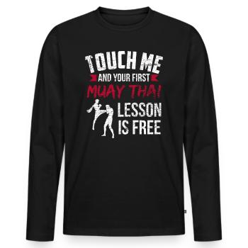 Muay Thai - Männer Premium Bio Langarmshirt - Schwarz - Vorne - Nico (187cm)