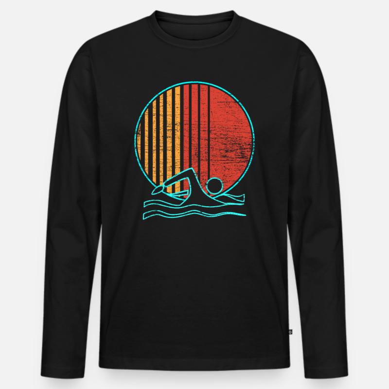 Schwimmen - Männer Premium Bio Langarmshirt - Schwarz