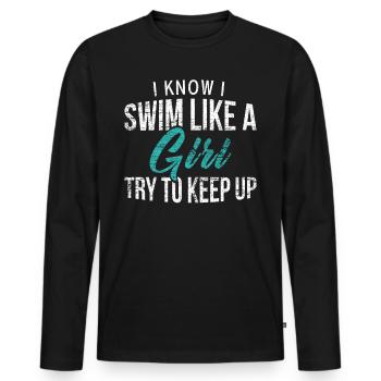 swimmer - Men's Premium Organic Long Sleeve Shirt - black - Front - Nico (187cm)