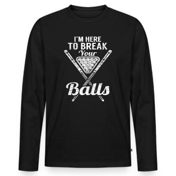 Billard - Männer Premium Bio Langarmshirt - Schwarz - Vorne - Nico (187cm)
