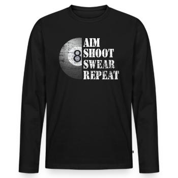 Billard - Männer Premium Bio Langarmshirt - Schwarz - Vorne - Nico (187cm)