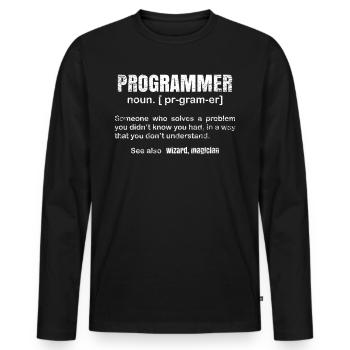 programmeur - T-shirt manches longues Premium bio Homme - noir - Devant - Nico (187cm)