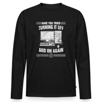 Computer - Männer Premium Bio Langarmshirt - Schwarz - Vorne - Nico (187cm)