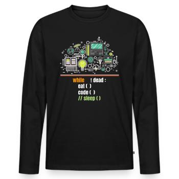 programmeur - T-shirt manches longues Premium bio Homme - noir - Devant - Nico (187cm)