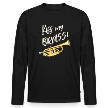 Kiss My Brass Band Trompete - Männer Premium Bio Langarmshirt - Schwarz - Vorne - Nico (187cm)