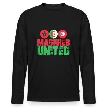 Maghreb United - T-shirt manches longues Premium bio Homme - noir - Devant - Nico (187cm)