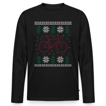 Ugly Christmas Road Bike Bicycle - Men's Premium Organic Long Sleeve Shirt - black - Front - Nico (187cm)
