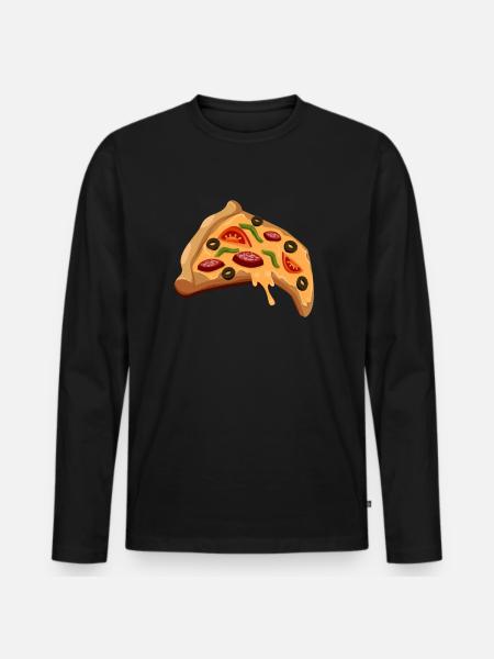 Pizza Stueck Pizzeria - Männer Premium Bio Langarmshirt - Schwarz