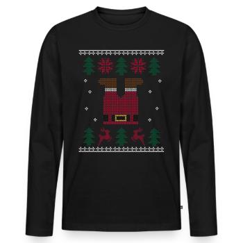 Ugly Christmas Santa Claus - Men's Premium Organic Long Sleeve Shirt - black - Front - Nico (187cm)