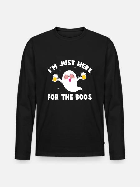 Funny Halloween design ghost - Men's Premium Organic Long Sleeve Shirt - black