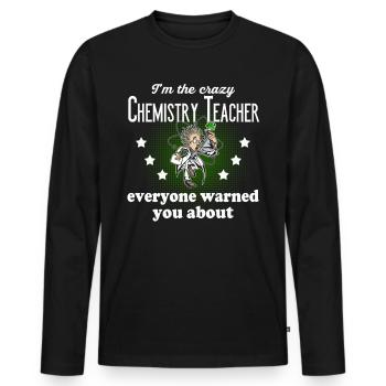 Professeur de chimie fou - T-shirt manches longues Premium bio Homme - noir - Devant - Nico (187cm)