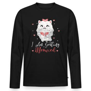 Engagement cat - Men's Premium Organic Long Sleeve Shirt - black - Front - Nico (187cm)