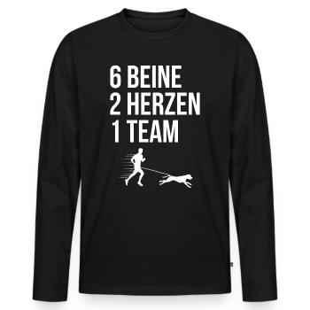 Canicross en cours d'exécution - T-shirt manches longues Premium bio Homme - noir - Devant - Nico (187cm)