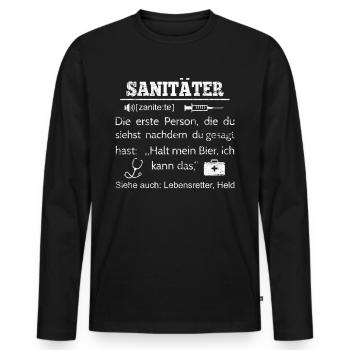 paramedic - Men's Premium Organic Long Sleeve Shirt - black - Front - Nico (187cm)
