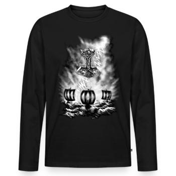 Wikinger - Männer Premium Bio Langarmshirt - Schwarz - Vorne - Nico (187cm)
