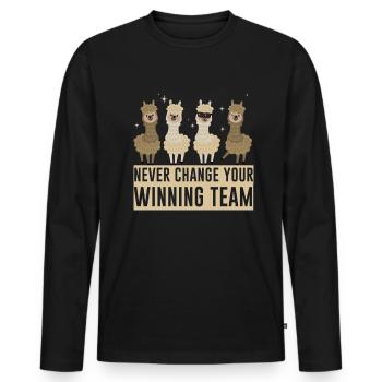 Alpaka Team Alpaka winning team - Männer Premium Bio Langarmshirt - Schwarz - Vorne - Nico (187cm)