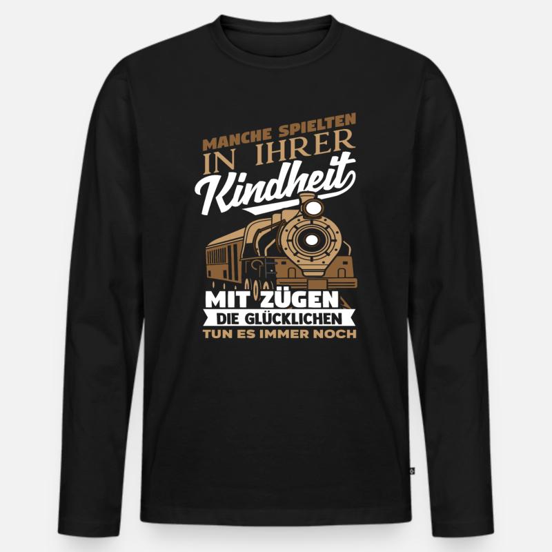 Eisenbahn - Männer Premium Bio Langarmshirt - Schwarz