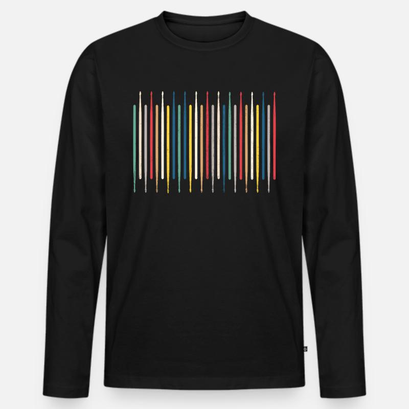 Schlagzeug Drumsticks - Männer Premium Bio Langarmshirt - Schwarz