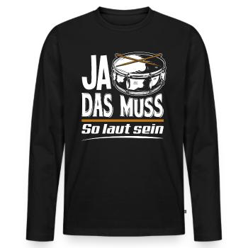 Schlagzeug Trommel - Männer Premium Bio Langarmshirt - Schwarz - Vorne - Nico (187cm)