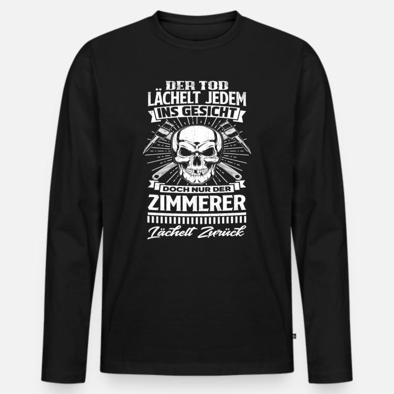 Zimmerer Totenkopf - Männer Premium Bio Langarmshirt - Schwarz