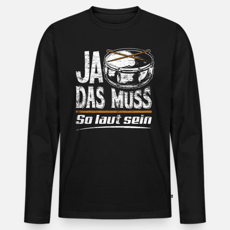 Schlagzeug Laut - Männer Premium Bio Langarmshirt - Schwarz