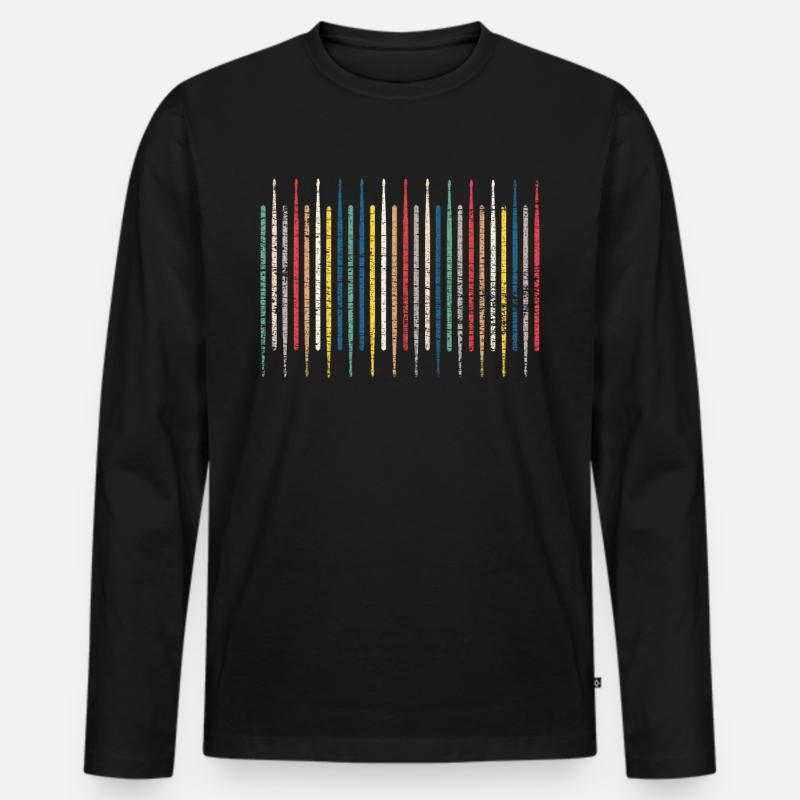 Schlagzeug Retro - Männer Premium Bio Langarmshirt - Schwarz