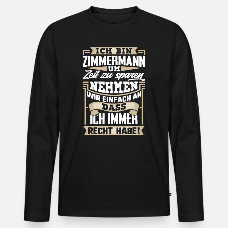 Zimmermann - Männer Premium Bio Langarmshirt - Schwarz