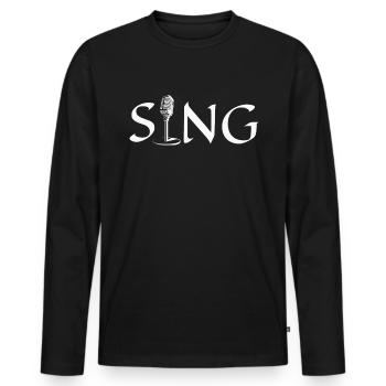 Chant microphone vintage chant musique - T-shirt manches longues Premium bio Homme - noir - Devant - Nico (187cm)