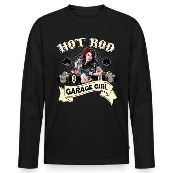 Hot Rod Chick Pin up Girl Rockabilly - Men's Premium Organic Long Sleeve Shirt - black - Front - Nico (187cm)