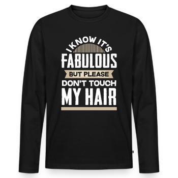 Haar nicht Anfassen - Männer Premium Bio Langarmshirt - Schwarz - Vorne - Nico (187cm)