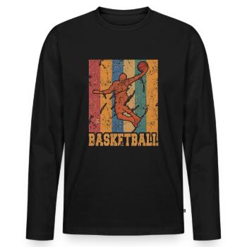 Retro Basketballspieler Bekleidung - Männer Premium Bio Langarmshirt - Schwarz - Vorne - Nico (187cm)